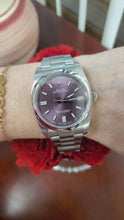 Load and play video in Gallery viewer, 36mm Rolex Oyster Perpetual 2016 Stainless Steel Red Grape Auto 116000
