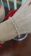 Load and play video in Gallery viewer, 14K Yellow Gold 10.00ct Lab Grown Diamond Tennis Eternity Bracelet 7"
