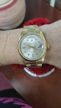 Load and play video in Gallery viewer, Rolex DayDate 18038 18k Gold President Diamond Dial 36mm 1987

