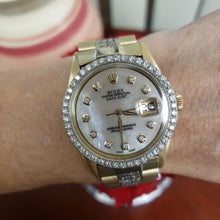Load and play video in Gallery viewer, 36mm Vintage 36mm Rolex President Diamond Mother of Pearl Datejust 14k Gold 1601
