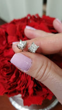Load and play video in Gallery viewer, 2.07ct Princess Cut Natural Diamond Studs Earrings in 14k White Gold (VS/HI)
