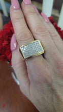 Load and play video in Gallery viewer, Mens 14k Yellow Gold Invisible Set Diamond Ring 3.00ct GH VS2SI1 Square Cut

