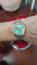 Load and play video in Gallery viewer, 2018 Rolex Lady Datejust 28 279383RBR Mint Green Diamond Dial Jubilee Complete
