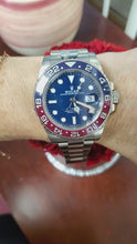 Load and play video in Gallery viewer, Rolex GMTMaster II 126719BLRO 18k White Gold Pepsi 40mm Oyster 8"
