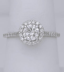 750 18k White Gold 1.25ct Round Diamond Halo Eternity Band Engagement Ring