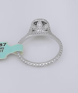 750 18k White Gold 1.25ct Round Diamond Halo Eternity Band Engagement Ring