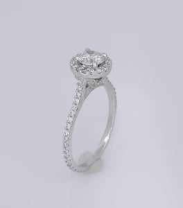 750 18k White Gold 1.25ct Round Diamond Halo Eternity Band Engagement Ring