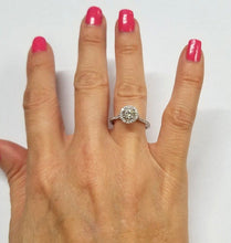 Load image into Gallery viewer, 750 18k White Gold 1.25ct Round Diamond Halo Eternity Band Engagement Ring
