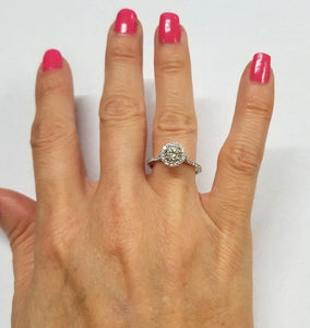 750 18k White Gold 1.25ct Round Diamond Halo Eternity Band Engagement Ring