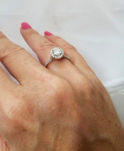 Load image into Gallery viewer, 750 18k White Gold 1.25ct Round Diamond Halo Eternity Band Engagement Ring
