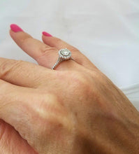 Load image into Gallery viewer, 750 18k White Gold 1.25ct Round Diamond Halo Eternity Band Engagement Ring
