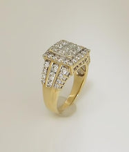 Load image into Gallery viewer, 14k Yellow Gold 2.00ct Princess Cut Round Diamond Invisible Set Engagement Ring
