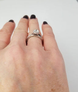 18k White Gold Tacori .65ct Round Diamond Solitaire Engagement Wedding Ring Set