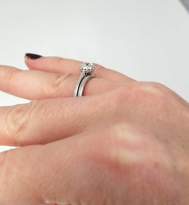 18k White Gold Tacori .65ct Round Diamond Solitaire Engagement Wedding Ring Set