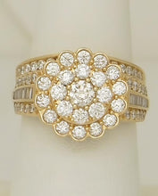 Load image into Gallery viewer, 14k Yellow Gold 2.00ct Round Diamond Flower Halo Duo Wedding Engagement Ring
