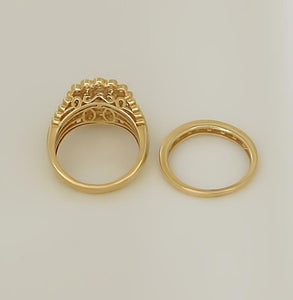 14k Yellow Gold 2.00ct Round Diamond Flower Halo Duo Wedding Engagement Ring
