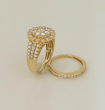 Load image into Gallery viewer, 14k Yellow Gold 2.00ct Round Diamond Flower Halo Duo Wedding Engagement Ring
