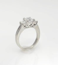 Load image into Gallery viewer, GIA Platinum 1 3/4ctw Square Emerald Step Cut Three Stone Engagement Ring VS1/G
