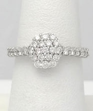 Load image into Gallery viewer, 14k White Gold .82ct Round Diamond Cluster Flower Ring
