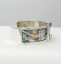 Load image into Gallery viewer, Aaron John Sterling Silver Cabochon Stone Tribal Cuff Bracelet 57.3g 6 1/2&quot;
