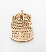 Load image into Gallery viewer, Mens 10k Rose Gold 2.00ct Round CZ Gallery Back Dog Tag Pendant 2.55&quot;
