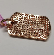 Load image into Gallery viewer, Mens 10k Rose Gold 2.00ct Round CZ Gallery Back Dog Tag Pendant 2.55&quot;
