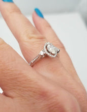 Load image into Gallery viewer, 18k White Gold Hana .77ct Marquise Cut Round Diamond Halo Engagement Ring
