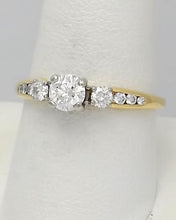 Load image into Gallery viewer, 18k Yellow Gold 1/2ct Round Diamond Three Stone Channel Set Engagement Ring
