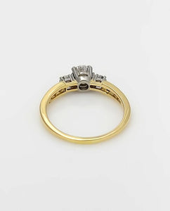 18k Yellow Gold 1/2ct Round Diamond Three Stone Channel Set Engagement Ring
