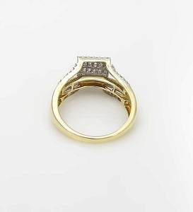 10k Yellow Gold 1/2ct Princess Round Baguette Cut Diamond Halo Ring