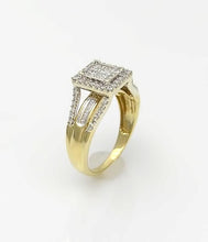 Load image into Gallery viewer, 10k Yellow Gold 1/2ct Princess Round Baguette Cut Diamond Halo Ring
