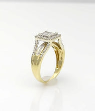 Load image into Gallery viewer, 10k Yellow Gold 1/2ct Princess Round Baguette Cut Diamond Halo Ring
