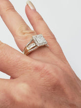 Load image into Gallery viewer, 10k Yellow Gold 1/2ct Princess Round Baguette Cut Diamond Halo Ring
