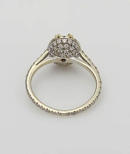 GIA 18k White Gold 2.00ct Oval Yellow Round White Diamond Halo Engagement Ring