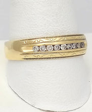 Load image into Gallery viewer, 14k Yellow Gold 1/4ct Round Diamond Channel Set Milgrain Wedding Band

