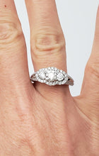 Load image into Gallery viewer, 14k White Gold 1.00ct Round Diamond Round Sapphire Accent Halo Engagement Ring
