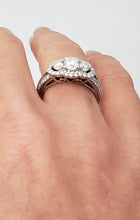 Load image into Gallery viewer, 14k White Gold 1.00ct Round Diamond Round Sapphire Accent Halo Engagement Ring
