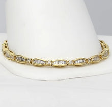 Load image into Gallery viewer, 10k Yellow Gold 3.00ct Round Baguette Diamond Channel Set Tennis Bracelet 8 1/4&quot;
