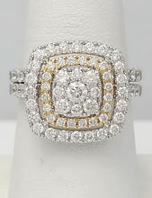 Load image into Gallery viewer, 14k Two Tone Gold 2.00ct Round Diamond Pave Double Halo Engagement Wedding Set
