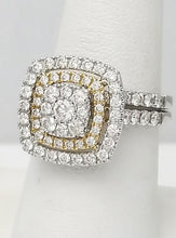 Load image into Gallery viewer, 14k Two Tone Gold 2.00ct Round Diamond Pave Double Halo Engagement Wedding Set
