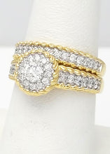 Load image into Gallery viewer, 14k Yellow Gold 1.00ct Round Diamond Halo Engagement Wedding Ring Set
