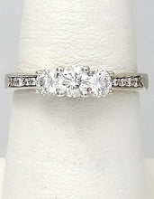 Load image into Gallery viewer, 3/4 CT. T.W. Diamond Three Stone Vintage-Style Engagement Ring in 14K White Gold
