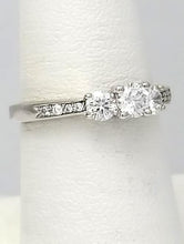 Load image into Gallery viewer, 3/4 CT. T.W. Diamond Three Stone Vintage-Style Engagement Ring in 14K White Gold
