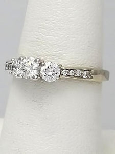 3/4 CT. T.W. Diamond Three Stone Vintage-Style Engagement Ring in 14K White Gold