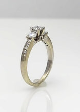 Load image into Gallery viewer, 3/4 CT. T.W. Diamond Three Stone Vintage-Style Engagement Ring in 14K White Gold
