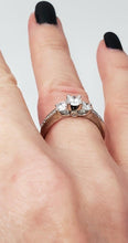Load image into Gallery viewer, 3/4 CT. T.W. Diamond Three Stone Vintage-Style Engagement Ring in 14K White Gold

