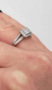 Composite Halo Diamond Accent Square Promise Ring 14K White Gold