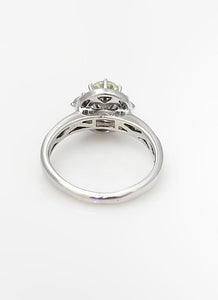 1 CT. T.W. Round Diamond Halo Three Stone Engagement Ring in 14K White Gold