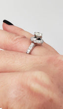 Load image into Gallery viewer, 1 CT. T.W. Round Diamond Halo Three Stone Engagement Ring in 14K White Gold
