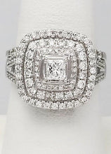 Load image into Gallery viewer, 14k White Gold 2ctw Princess Cut Diamond Pave Three Halo Engagement Bridal Set
